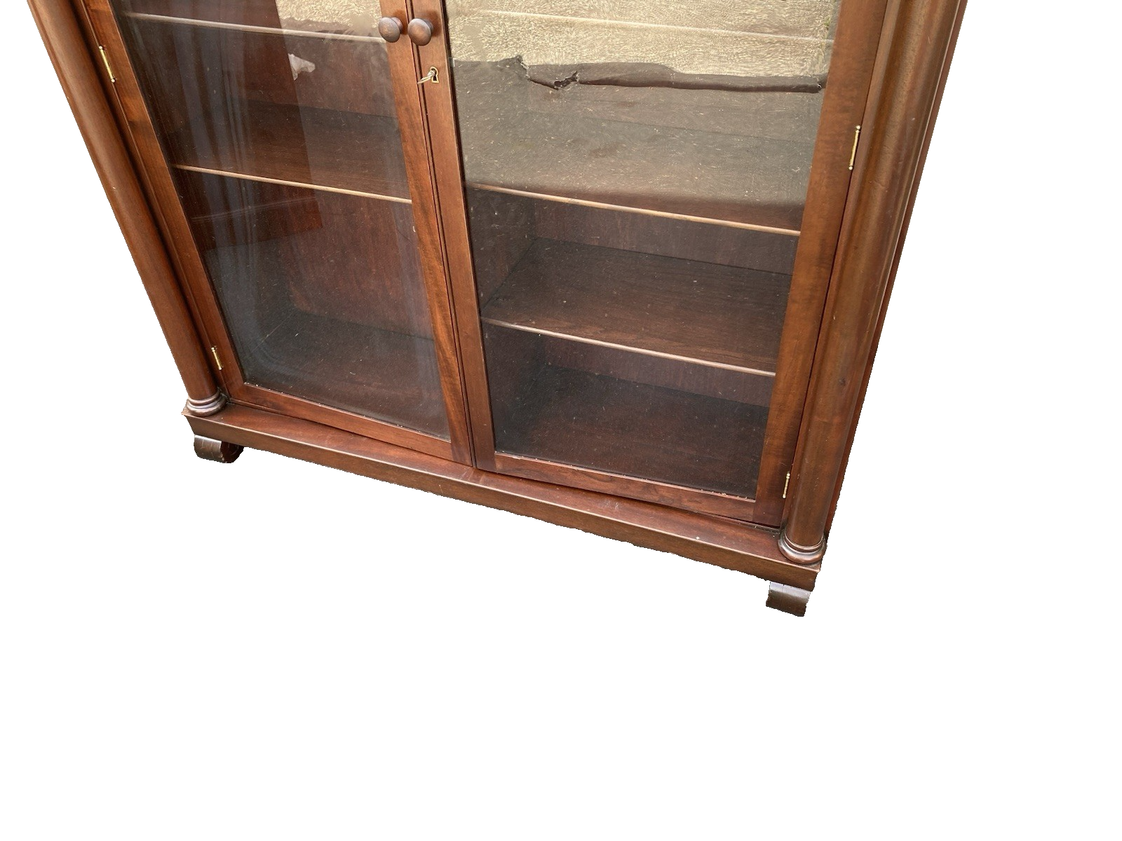 66584  Antique Empire Mahogany Bookcase Curio Cabinet