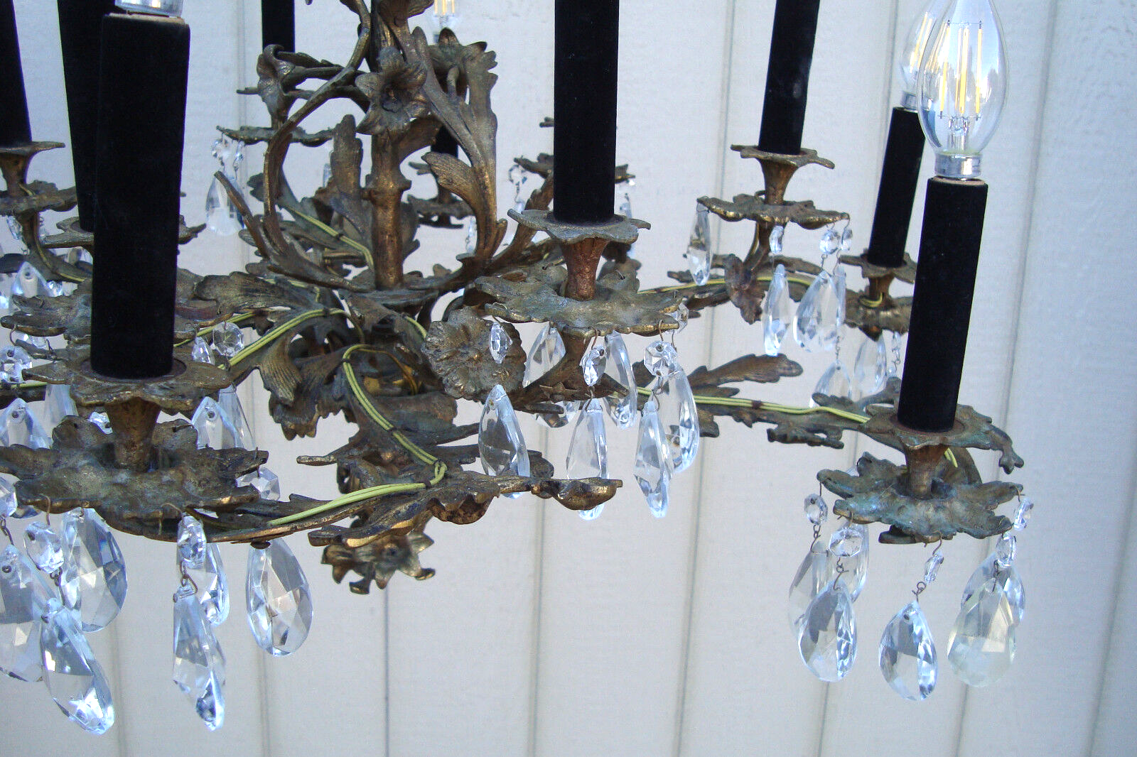 59685  BRONZE and Crystal Hanging Chandelier Light Fixture