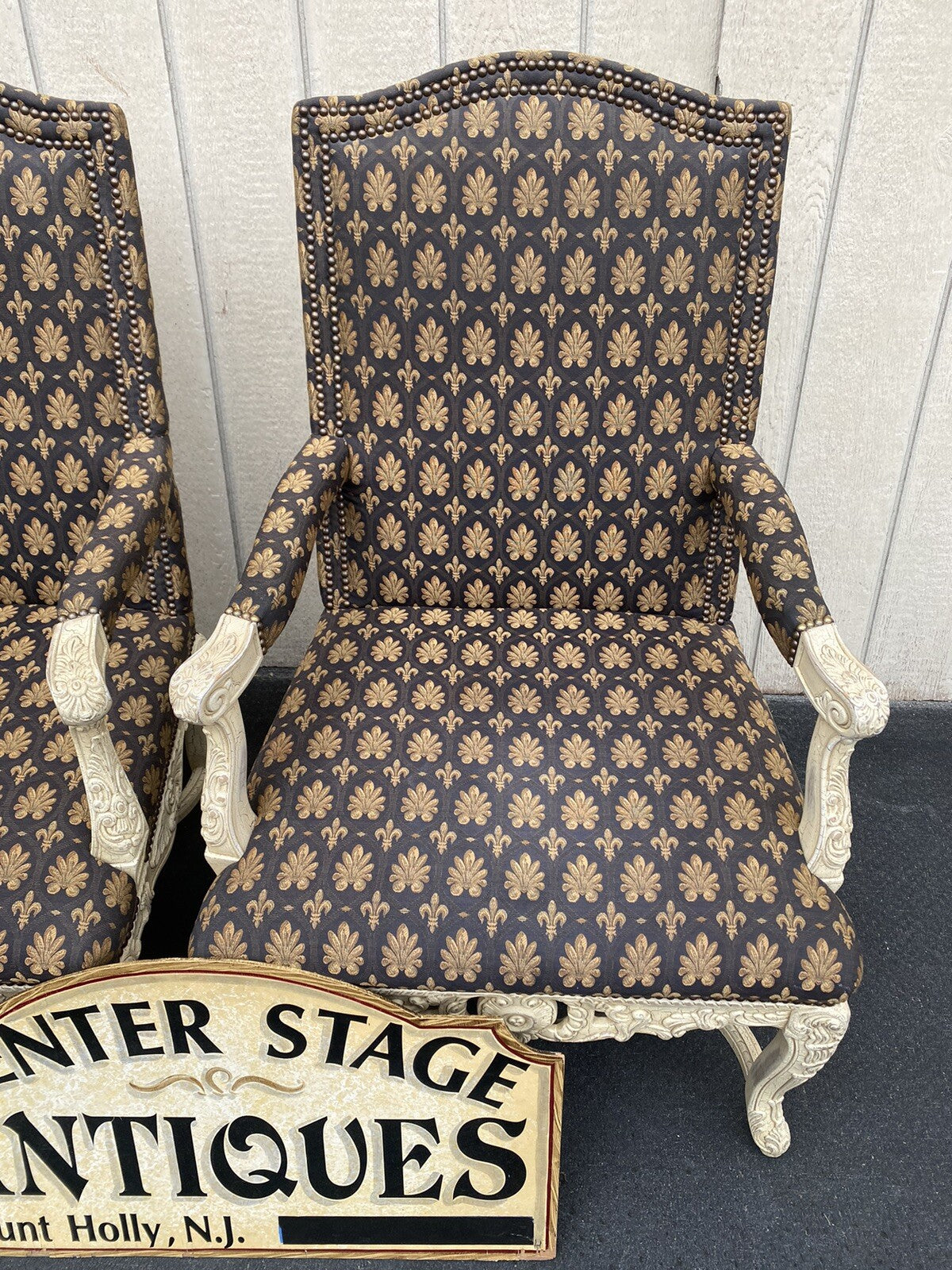 61185  Pair Romantic Shabby Armchair Chair s
