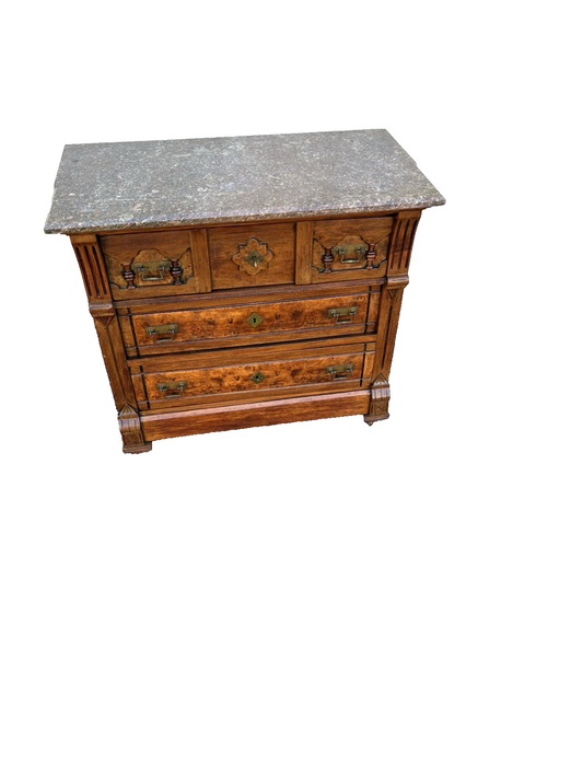 67115 Antique Victorian Walnut Washstand Dresser Chest