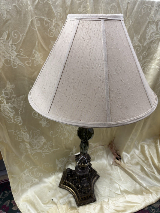 61657  Vintage Mid Century Modern Glass and Metal Table Lamp