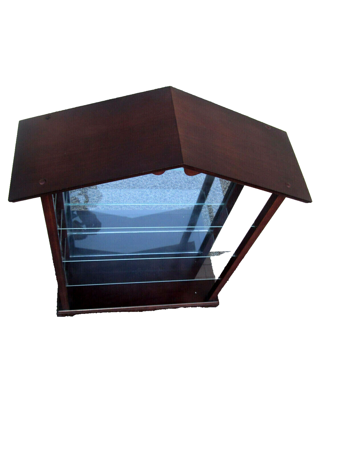 52122 Mahogany Open Glass Shelves Curio Whatnot Wall Shelf