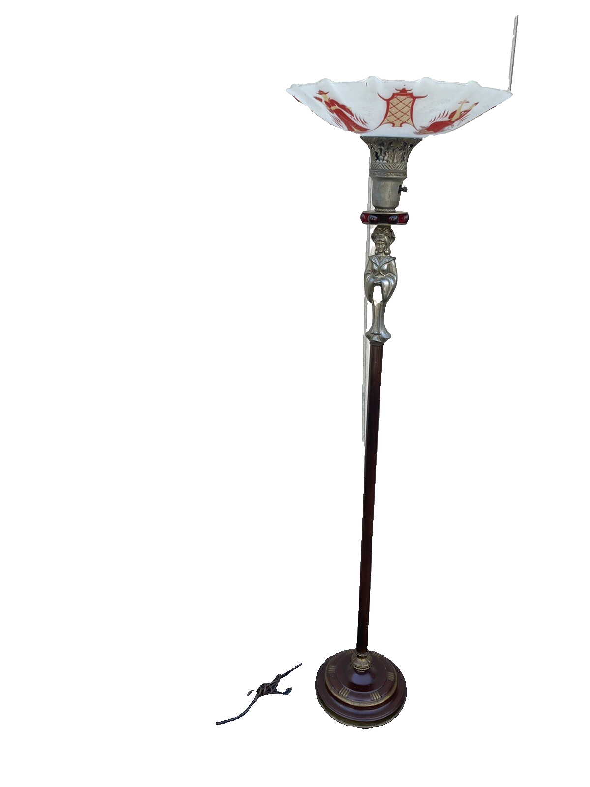 65619  Oriental Figural Torch Lamp Light