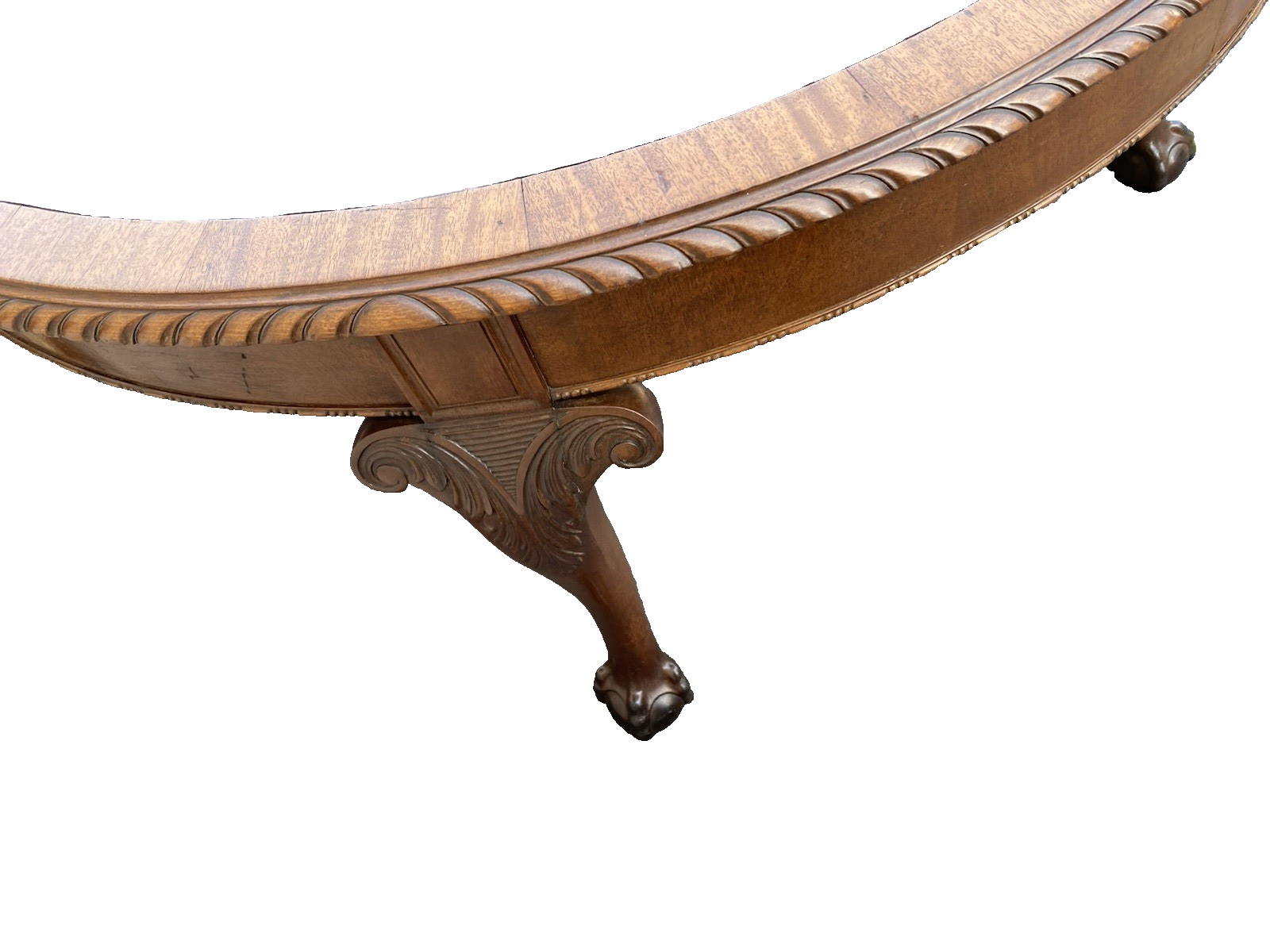 66354 Mahogany Leather Top Claw Foot Dining Table