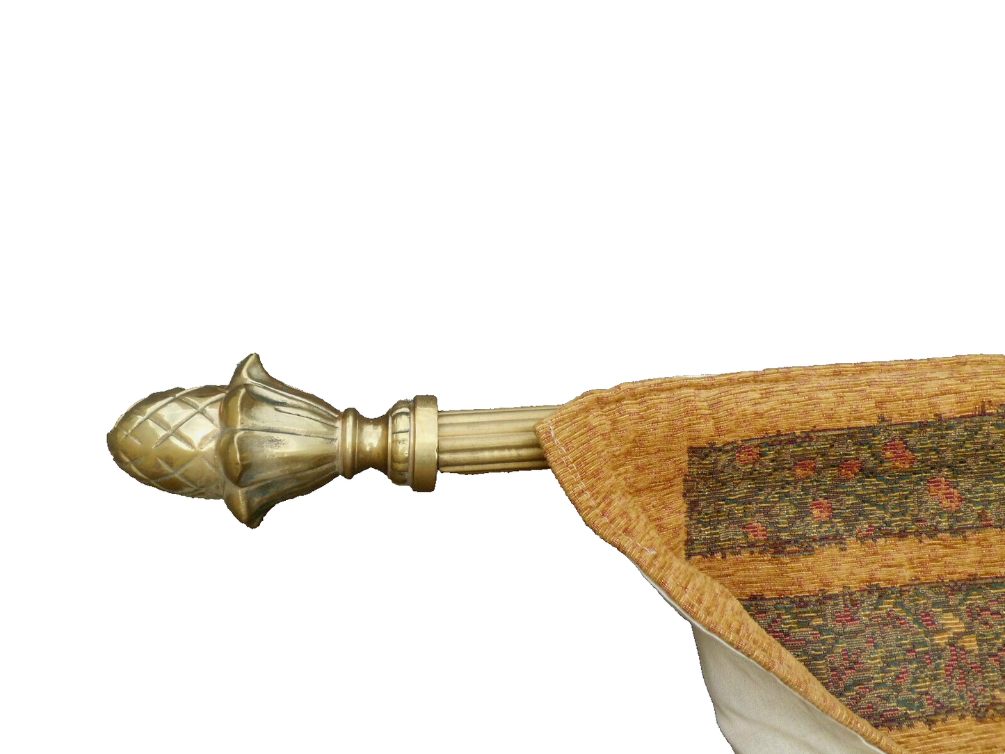 50416 Large Floral Tapestry Wall Decoration with Wood Rod  + Brass Finials