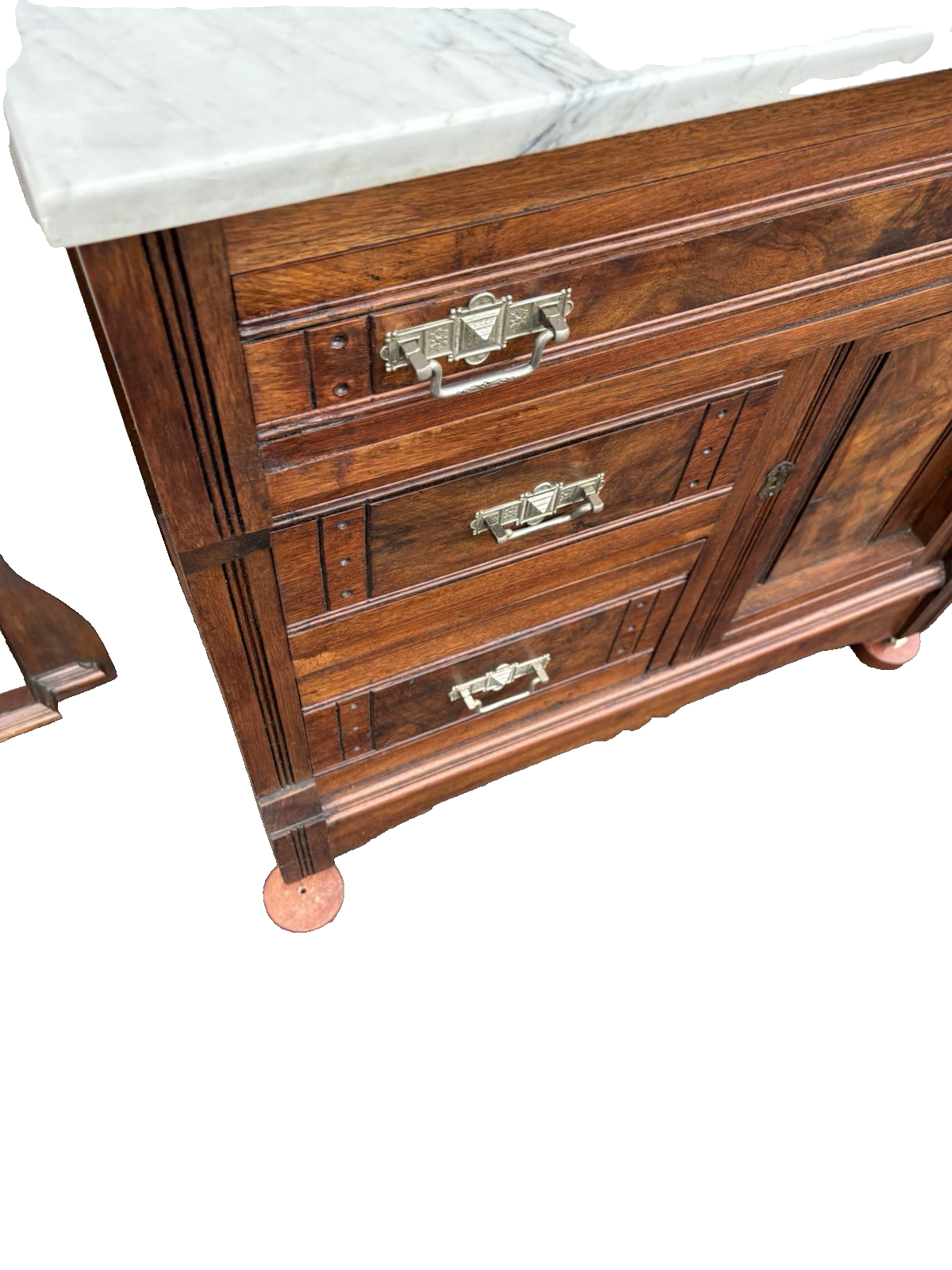 65728 Antique Victorian Bedroom Set Full Size Bed Dresser w/ Mirror + Washstand
