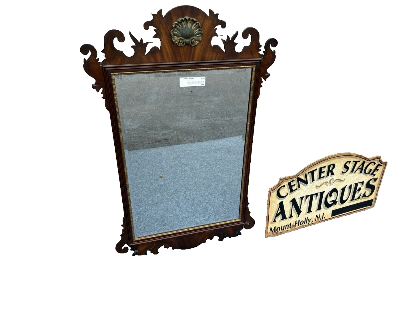 63573 HENKEL HARRIS Chippendale Burled Mahogany Mirror