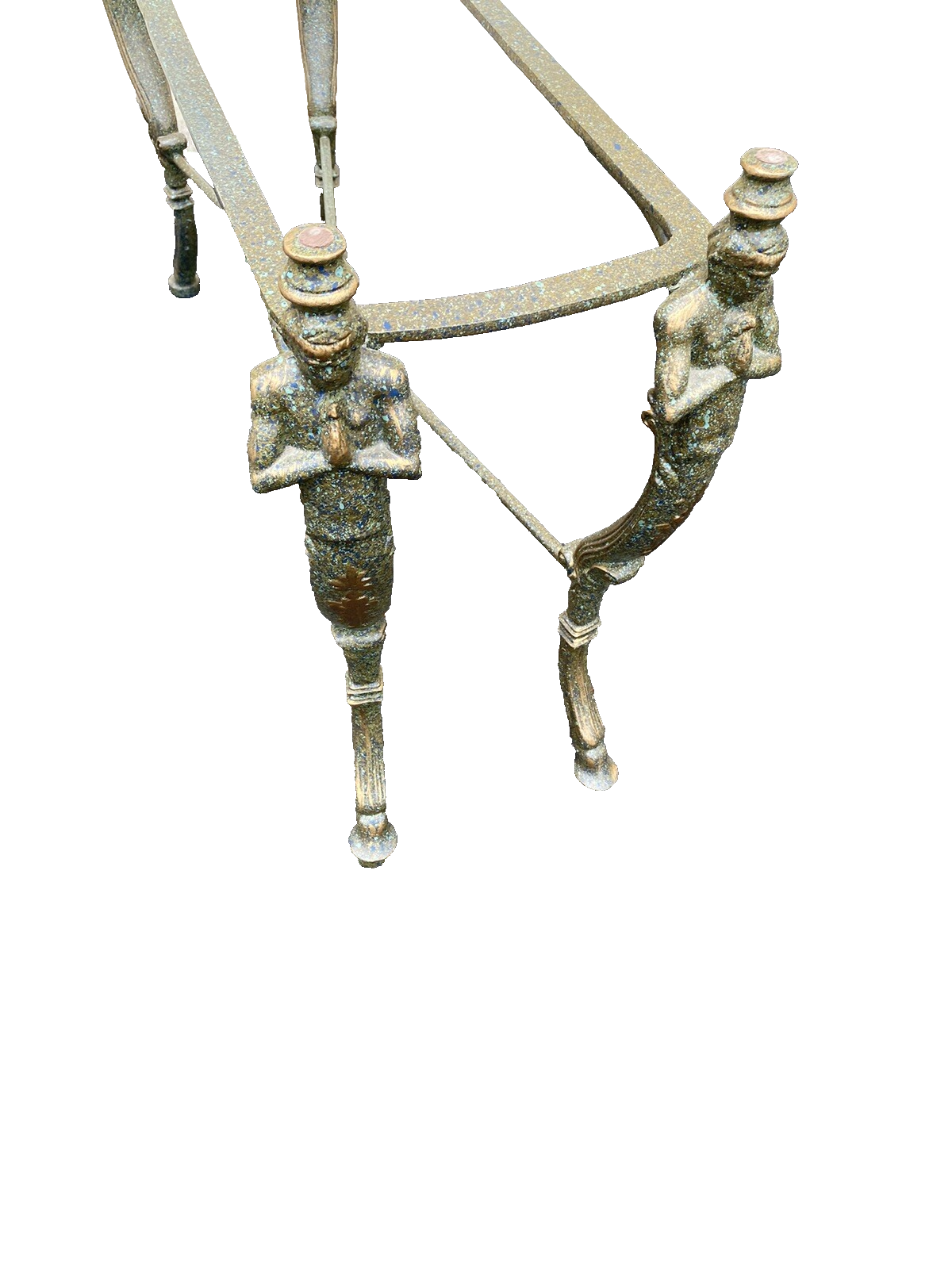 65667  Figural Glass Top Decorator Sofa Table