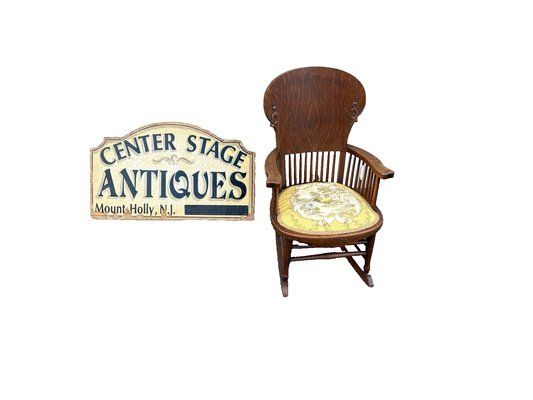 66853 Antiue Victorian Oak Child Youth Rocker Rocking Chair