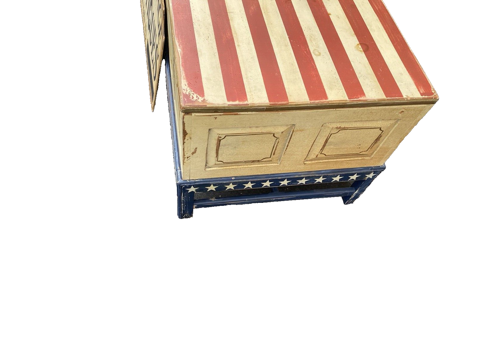 65174  Rustic  Primative Coffee Table with  STORAGE  Americana Flag Design