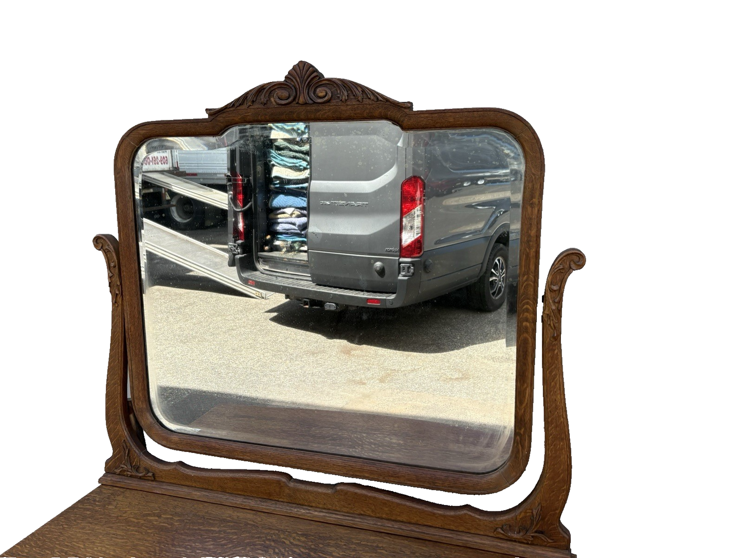 00001 Antique Victorian Oak Dresser Chest with Mirror