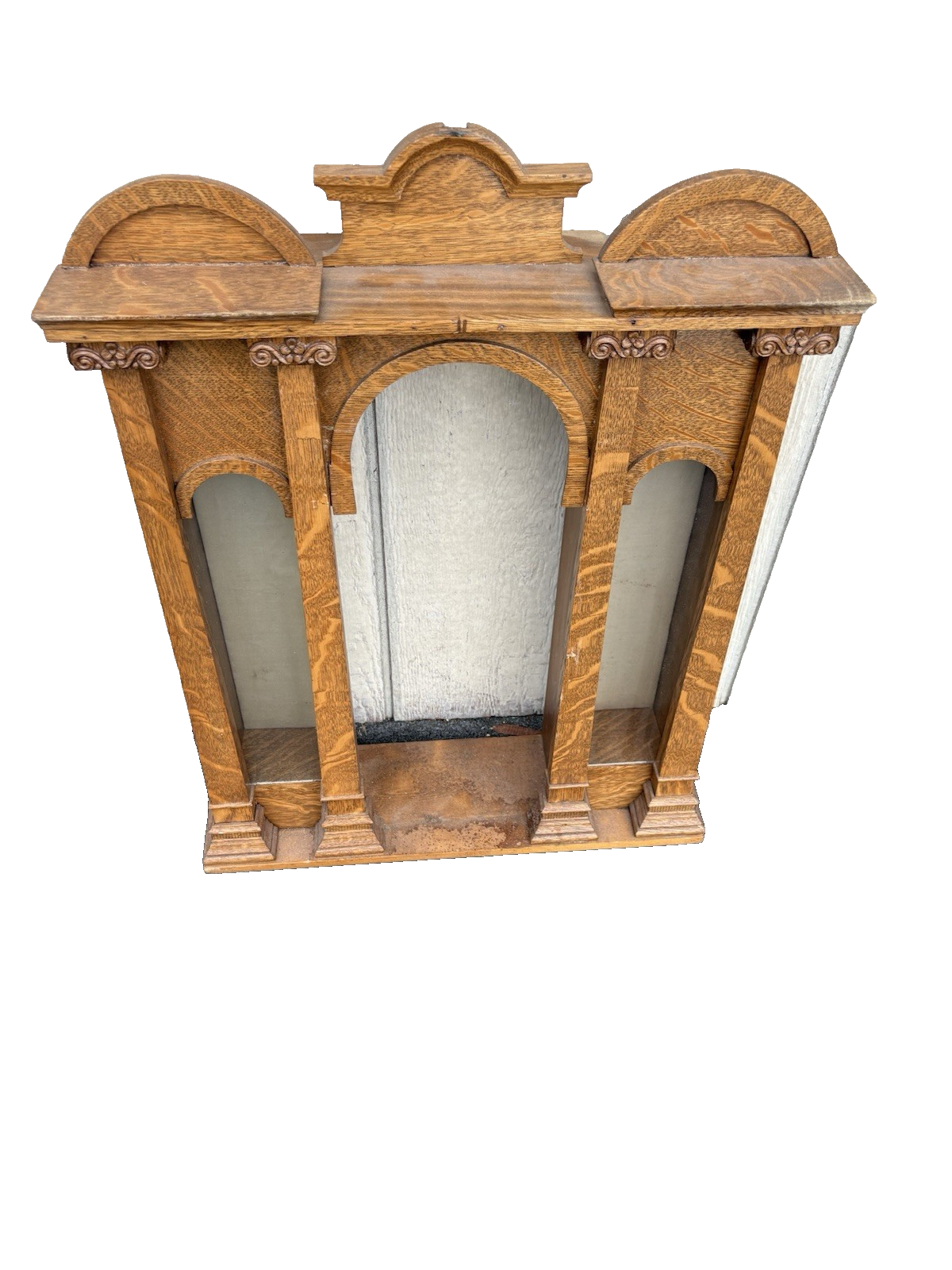 67005   Antique Oak Whatnot Wall Shelf Curio