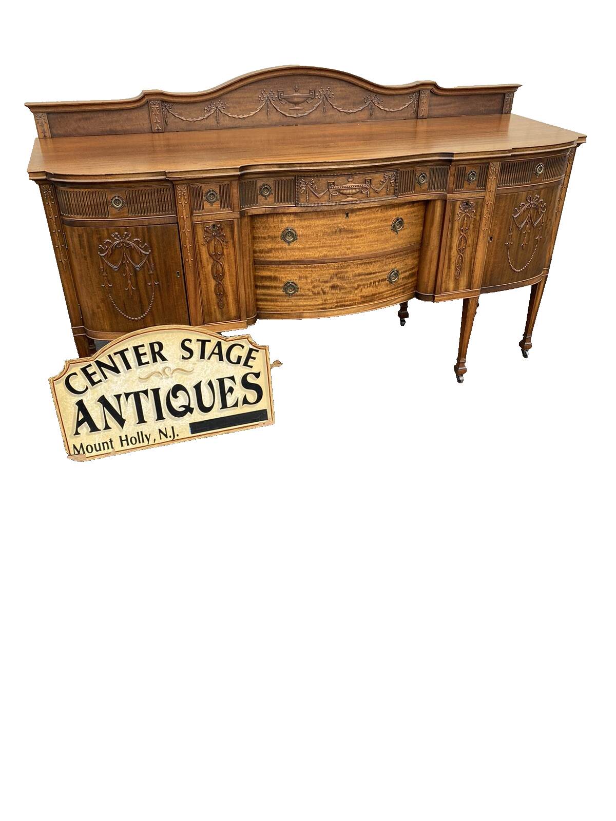 66104 Antique Mahogany Sideboard Server Buffet with WINE HOLDERS