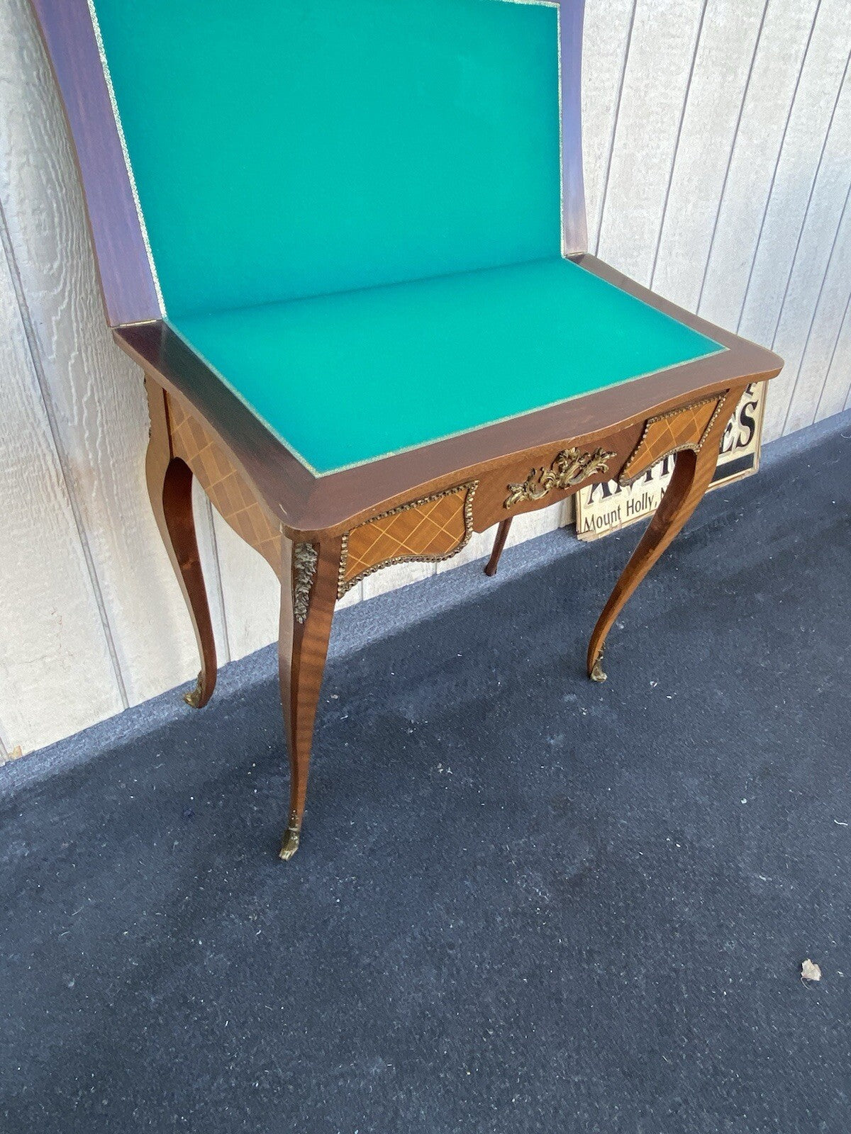 66255 French Country Louis XV Flip Top Game Table Bronze ormalu