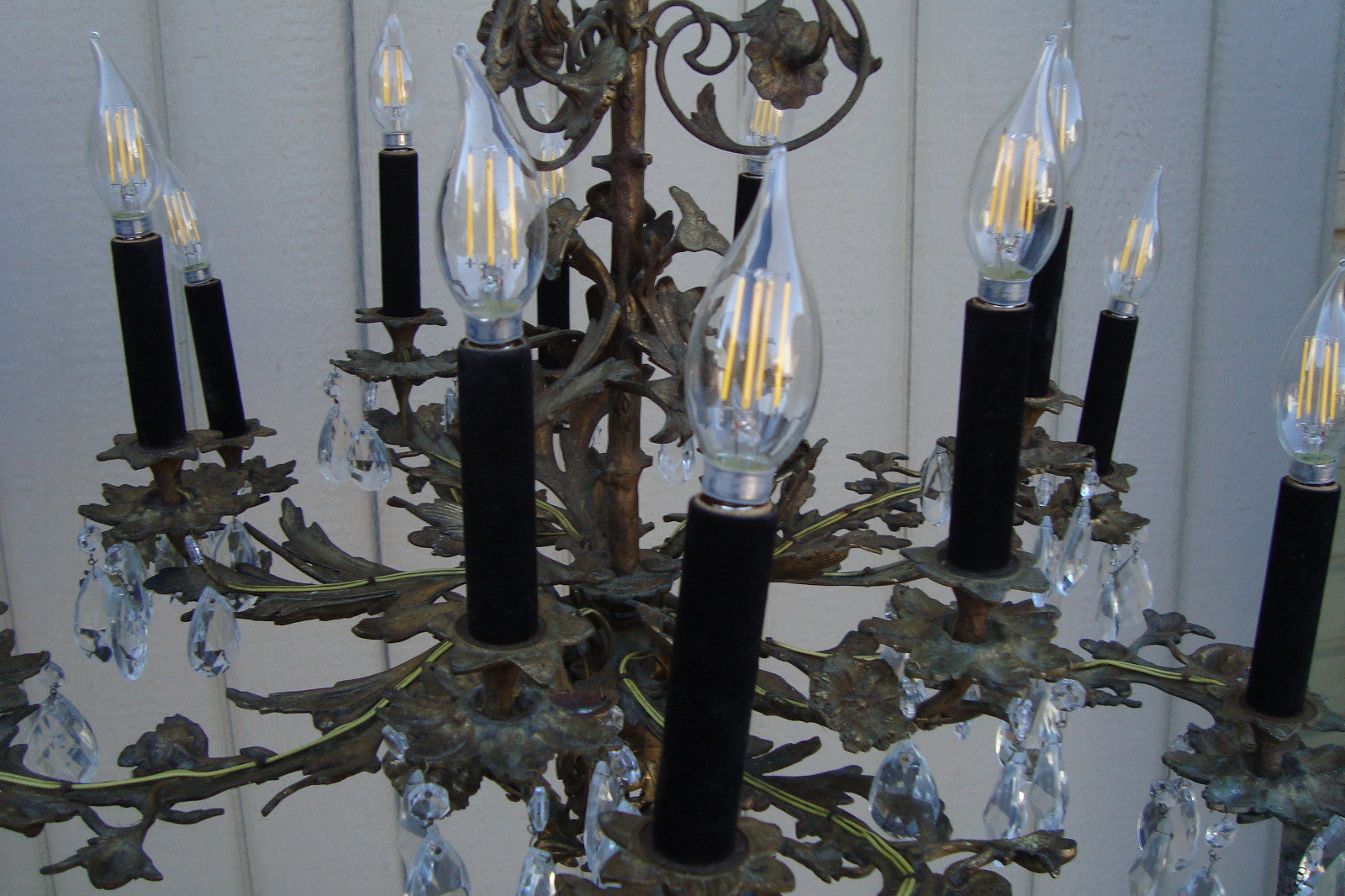 59685  BRONZE and Crystal Hanging Chandelier Light Fixture