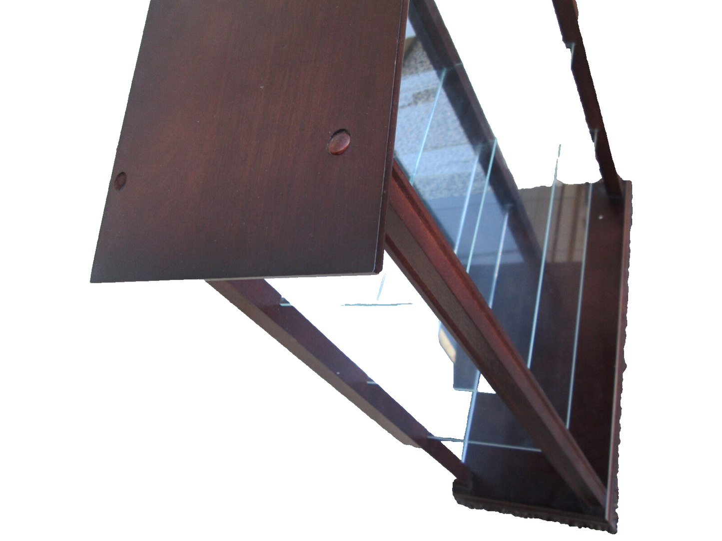 52122 Mahogany Open Glass Shelves Curio Whatnot Wall Shelf