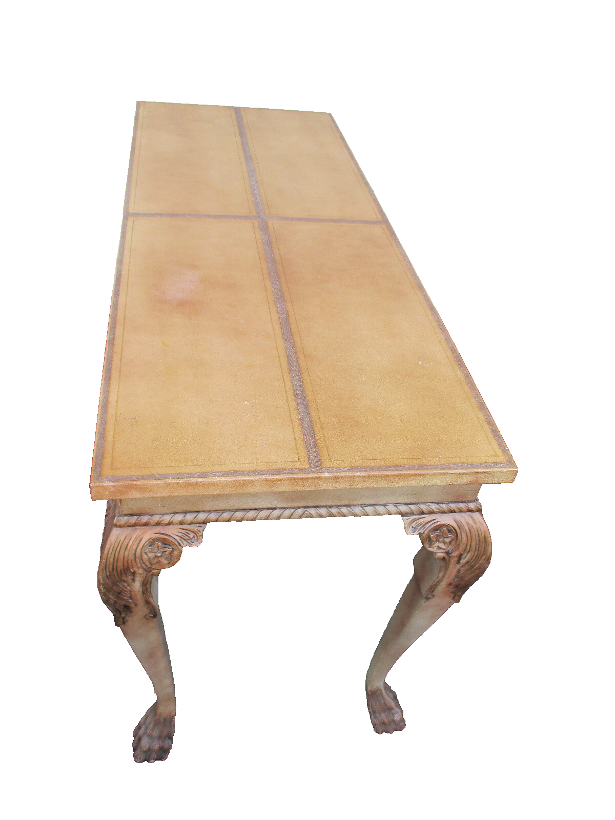 63923 Leather Top Decorator Console Hall Table Sideboard Server