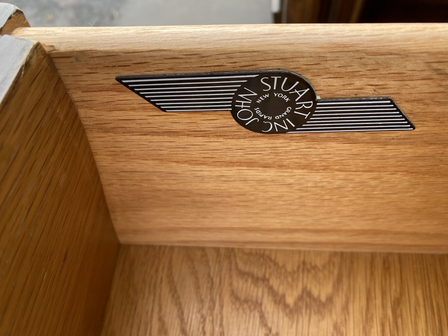 66426 PAIR JOHN STUART Furniture Oak Curio China  Cabinet s