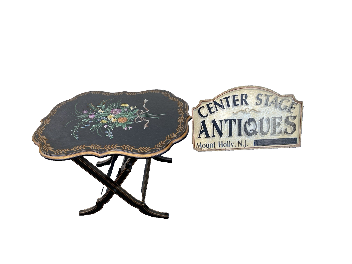 66458  Hand Made Decorator Tilt Top Table Stand   Table Top 24" x 31"W