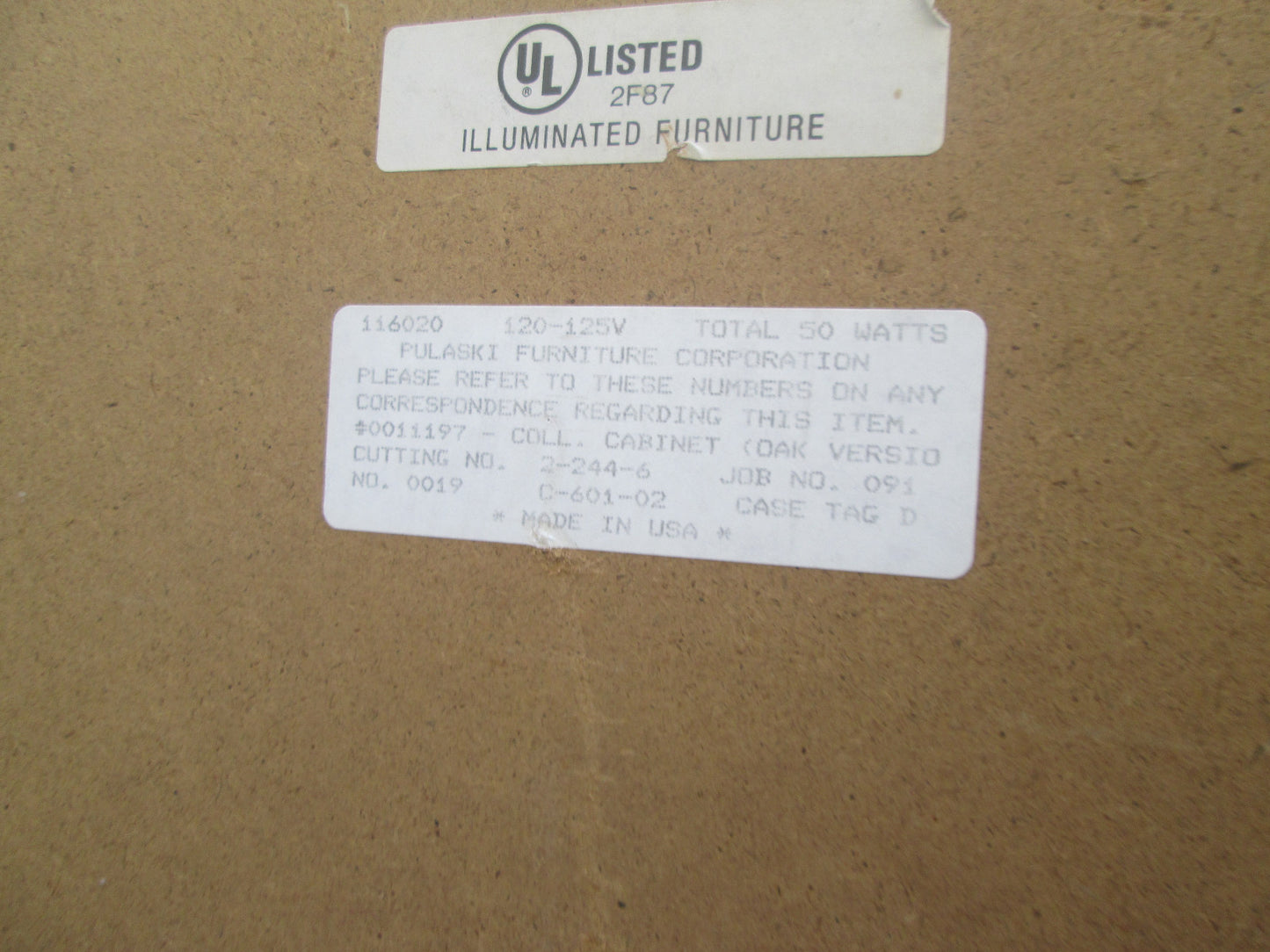 57044 PULASKI CURIO CHINA CABINET FACTORY Finish