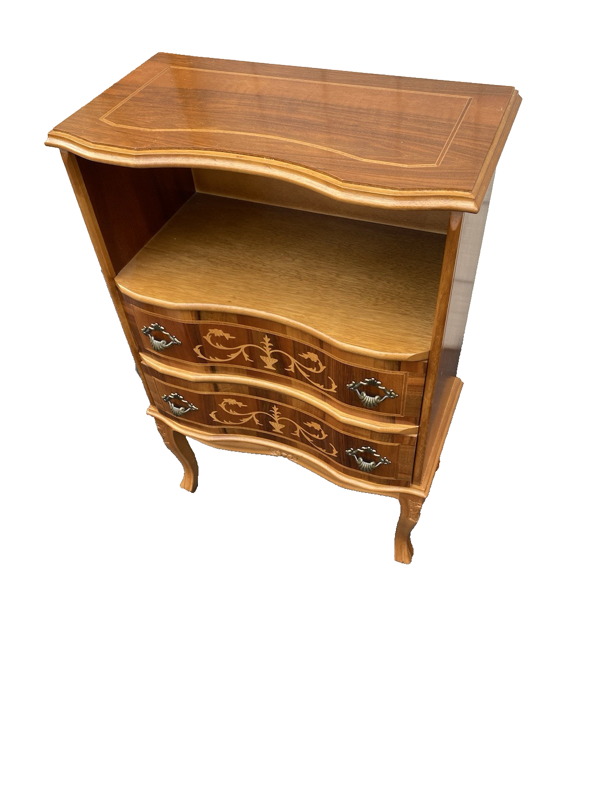 66403 Inlaid Custom Made 2 Drawer Bookcase Cabinet Nightstand