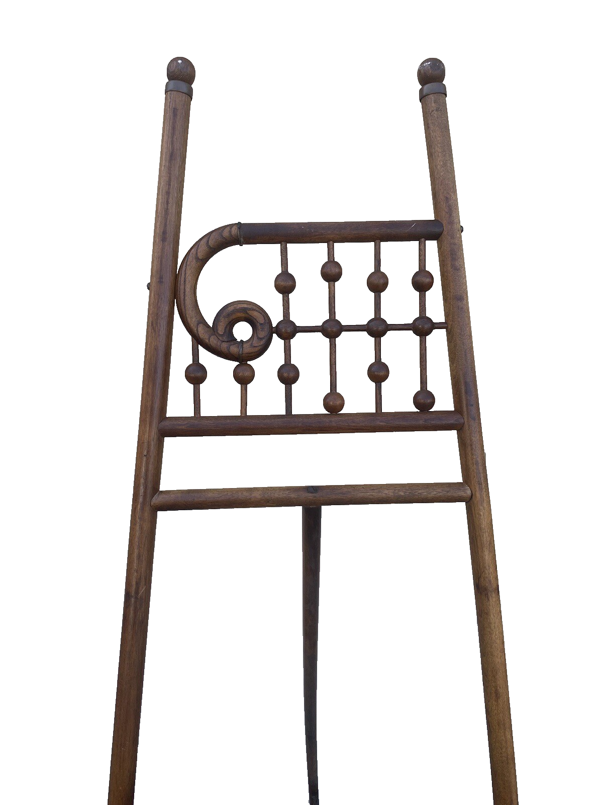 64739  RARE Antique Victorian Oak Stick And Ball Art  Oil Painting EASEL