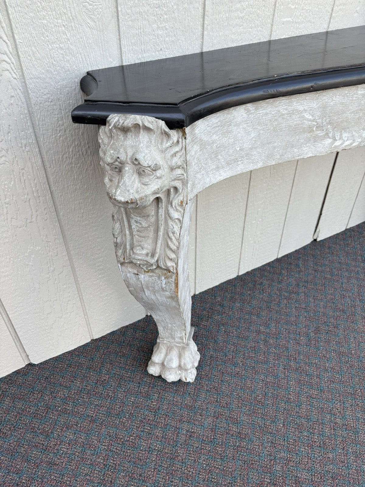 00001 Antique Victorian Oak Fireplace Mantle Mantel with Lion Heads
