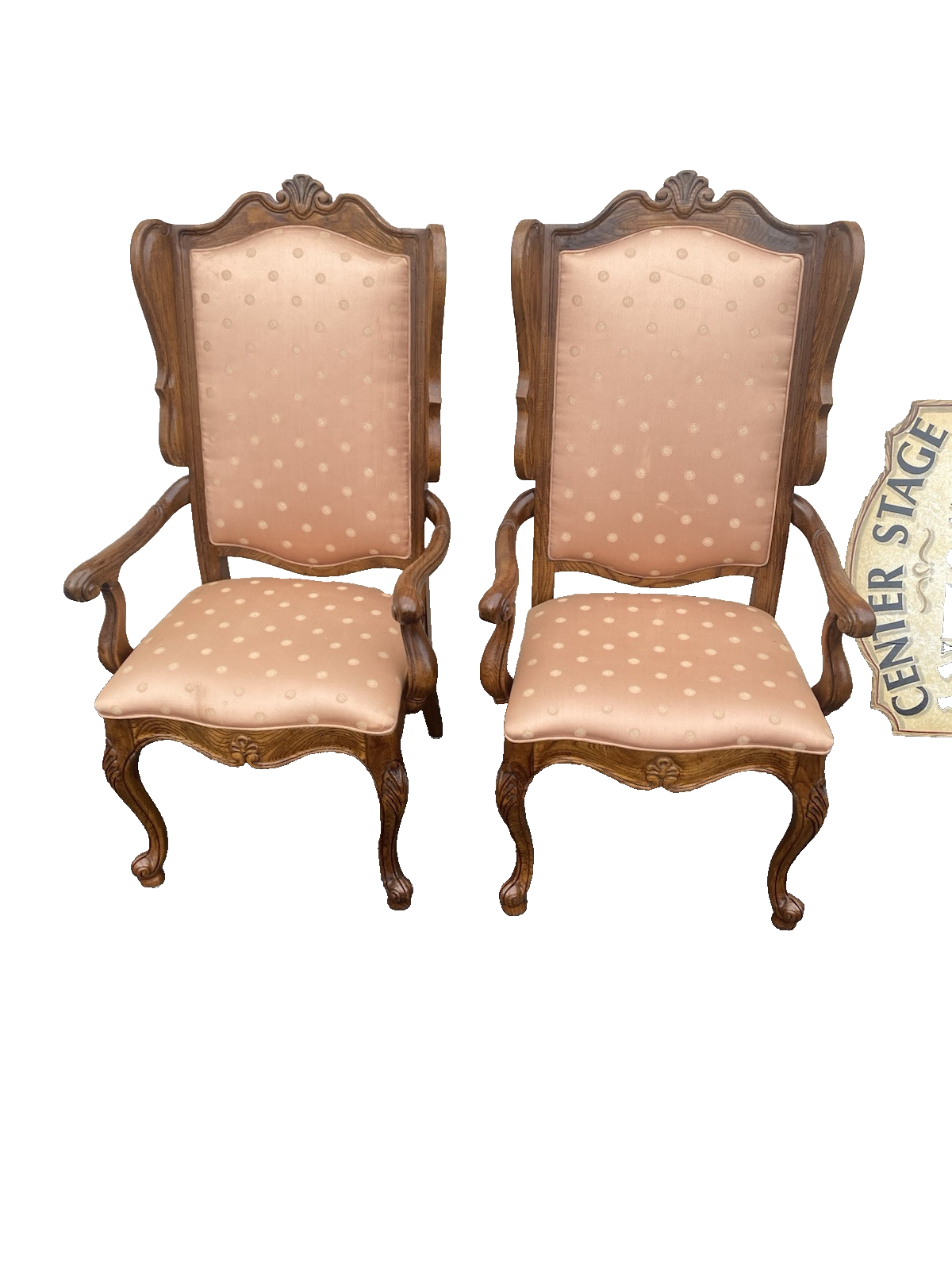 66413 Pair Oak Louis XV  Bergere Armchair Chair s
