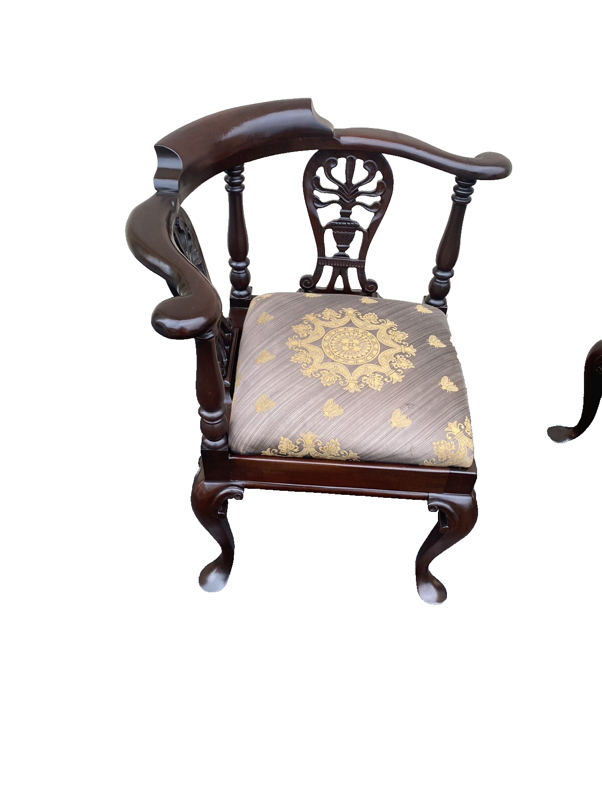66092   Pair Quality Solid Mahogany Custom Made Corner Chair s