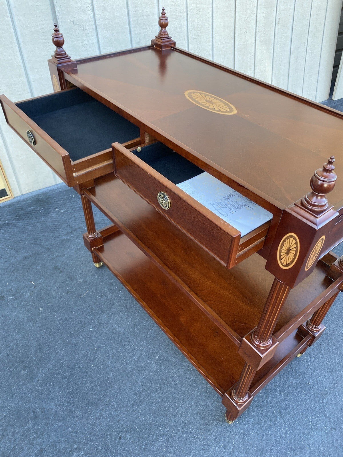 64899   Inlaid BOMBAY Mahogany Sideboard Server Cabinet