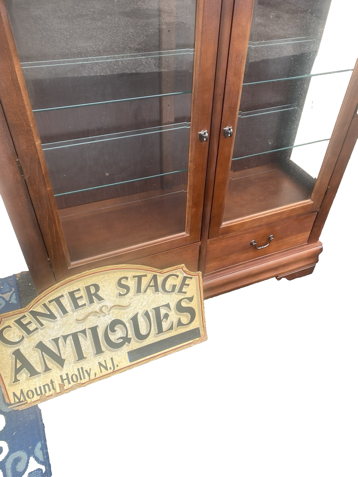 66547 BROYHILL China Cabinet Curio w/ 4 Drawers and Plate Glass Shelves