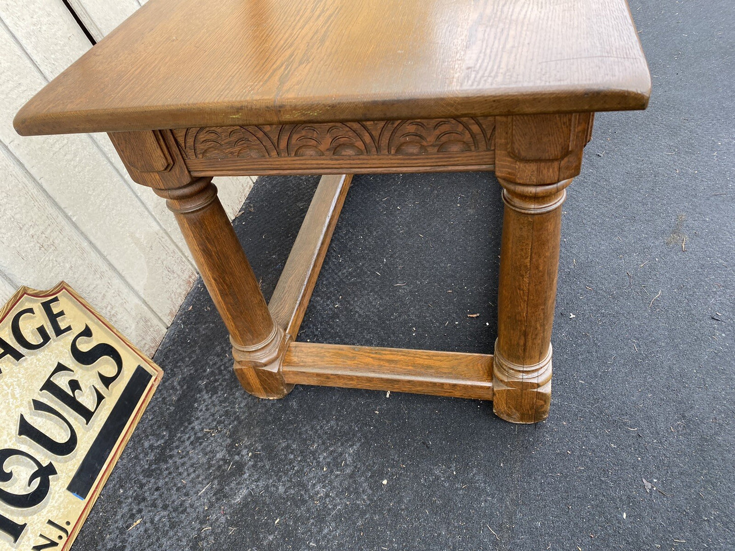 65206 Antique Custom Hand Made Oak Victorian  Console Table Desk MARSHALL FIELD