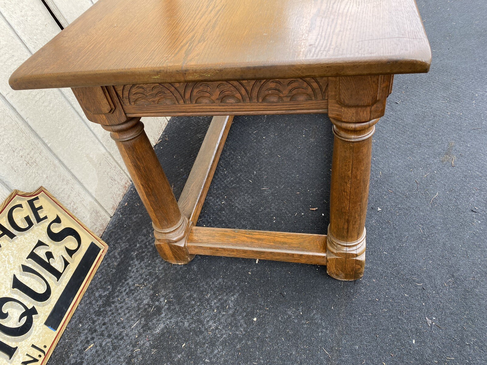 65206 Antique Custom Hand Made Oak Victorian  Console Table Desk MARSHALL FIELD