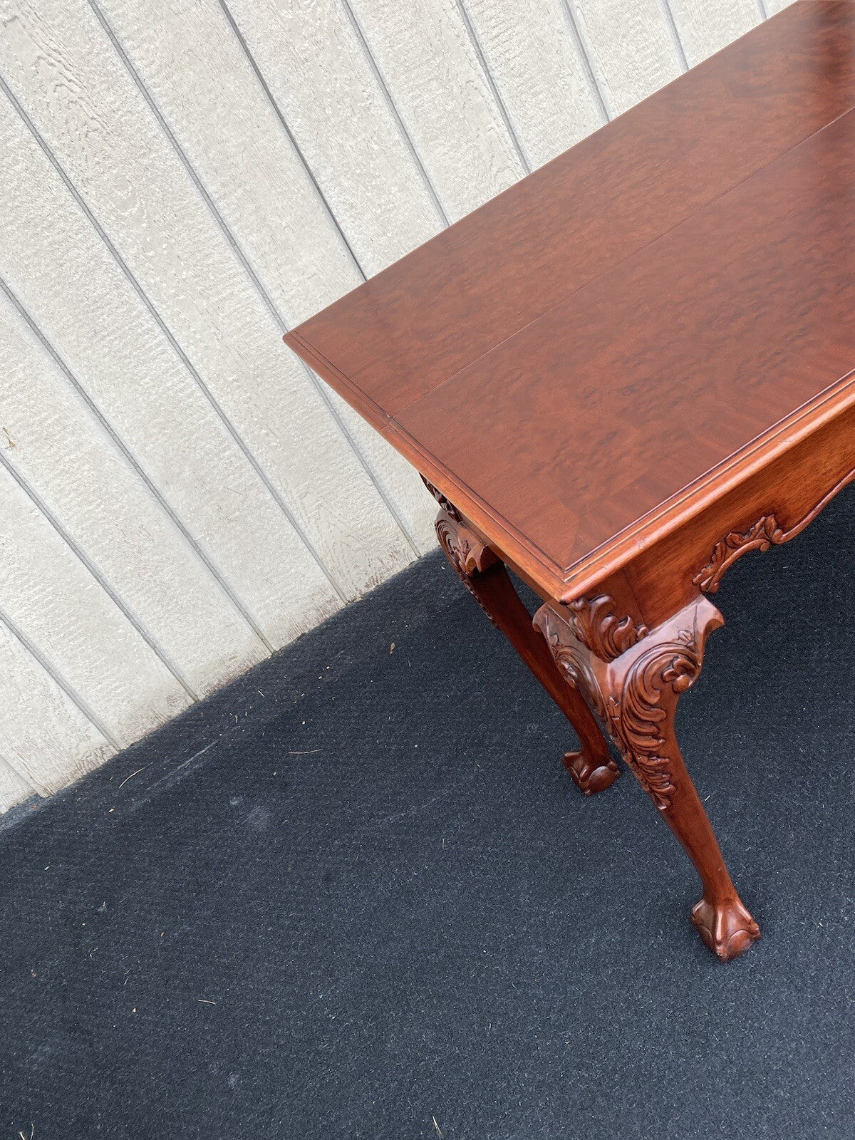 64531 Banded Mahogany  Ball And Claw Foot Carved Flip Top Game ? Dining  Table