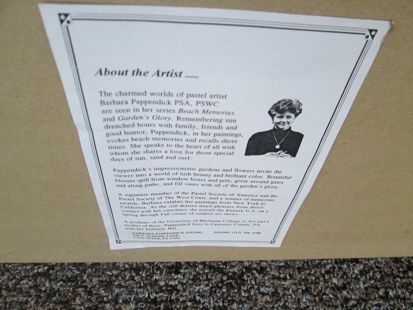 ART 01:     "GARDENS GLORY"   WINDOW BOX PRINT BARBARA PAPPENDICK PENCIL SIGNED