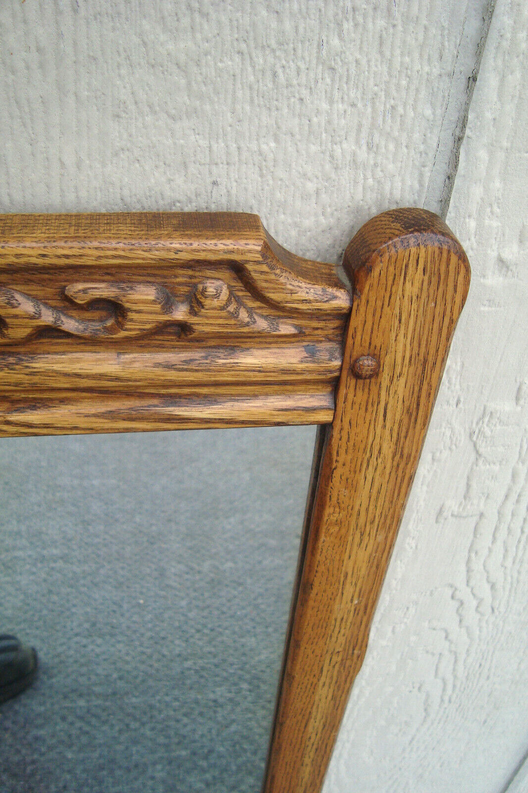 61764 Vintage Solid Oak Carved Mirror 25 x 36