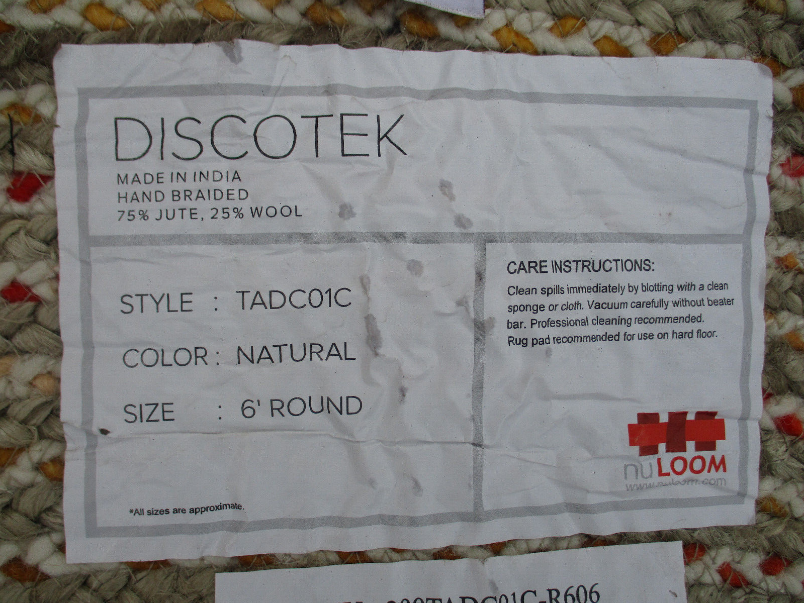 RUG 05:      Round 5 foot  10 inch   Rug    NU LOOM DISCOTEK