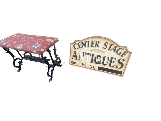 65104   Antique Iron Window Bench Seat Stool
