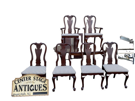 66604 SUMTER Furniture Dining  Table w/ 2 Leafs + 6 Chairs Dining  Top 100" x 44