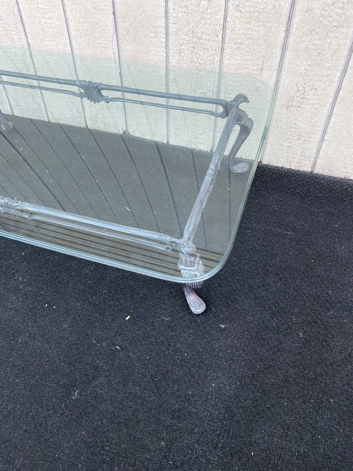 65901 Quality Bird Figural Glass Top Coffee Table