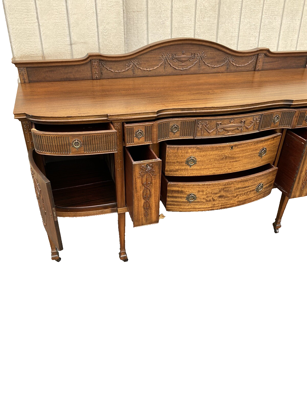 66104 Antique Mahogany Sideboard Server Buffet with WINE HOLDERS