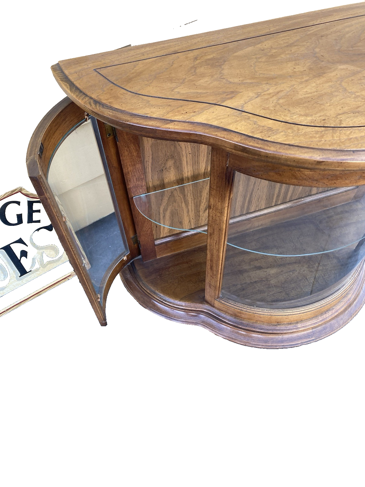 64540 Bow Glass Credenza Curio Cabinet