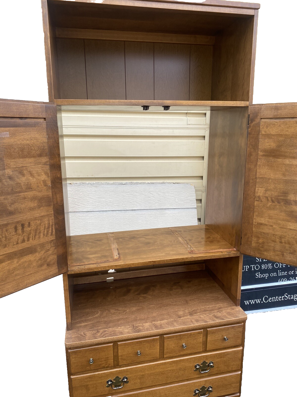 65542 Ethan Allen Cabinet with Bookcase top