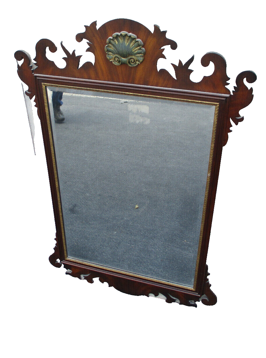 63573 HENKEL HARRIS Chippendale Burled Mahogany Mirror
