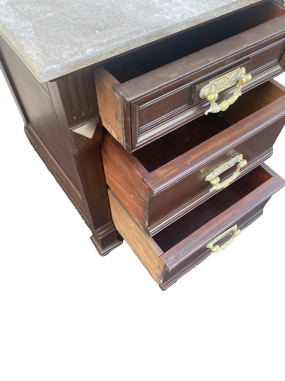 64722 Antique Victorian Marble Top Nightstand End Table Stand