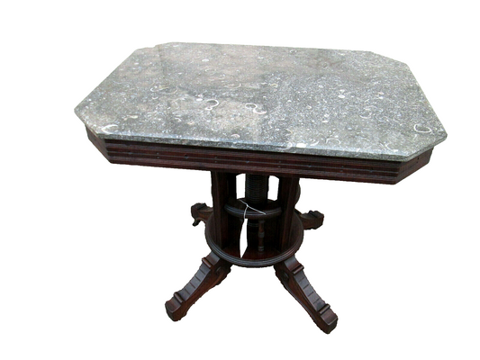 56217 Antique Victorian TENNESSEE Brown Marble Top Lamp Table Stand