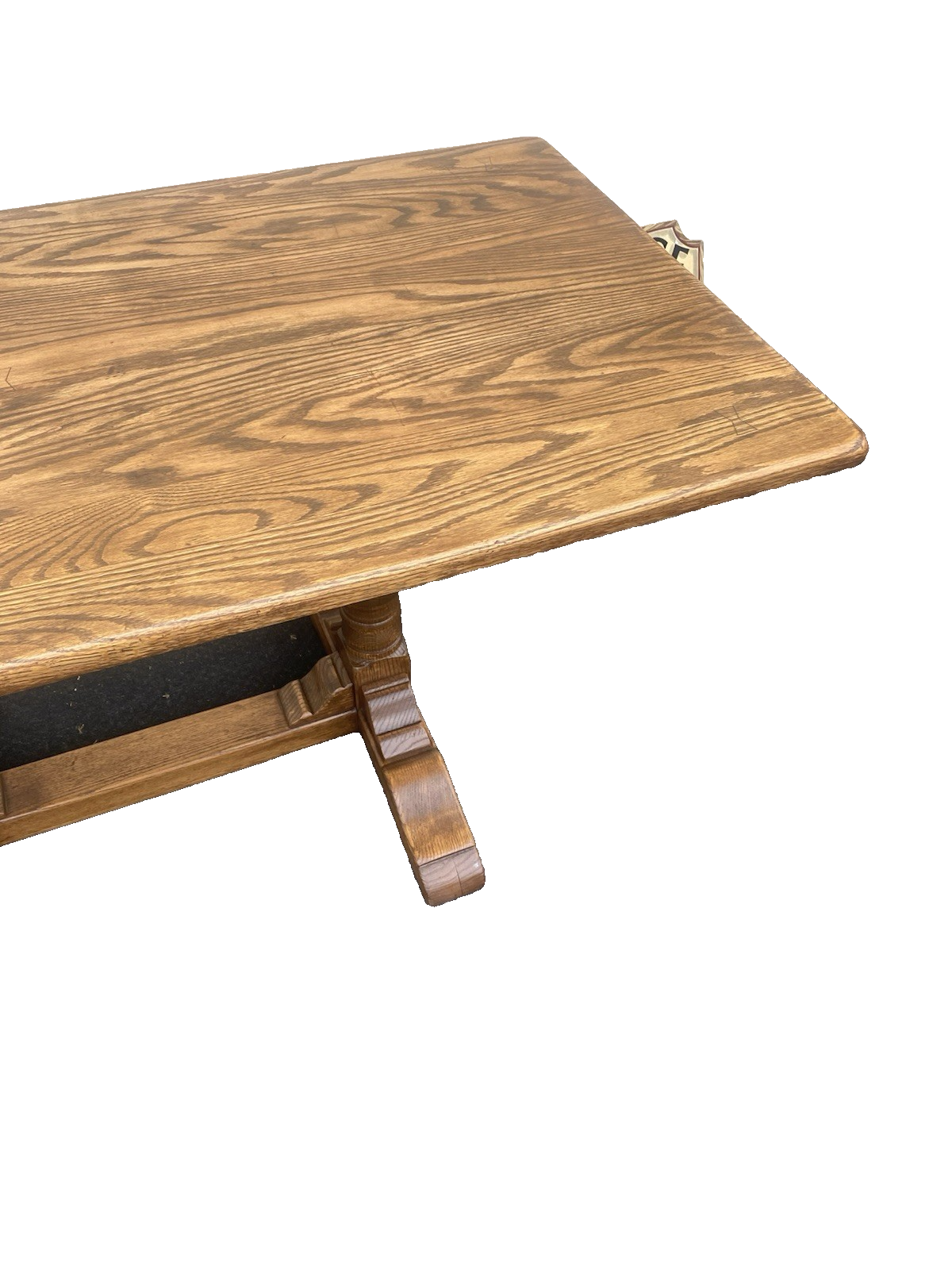 66523   Solid Oak Double Pedestal Trestle  Dining Table