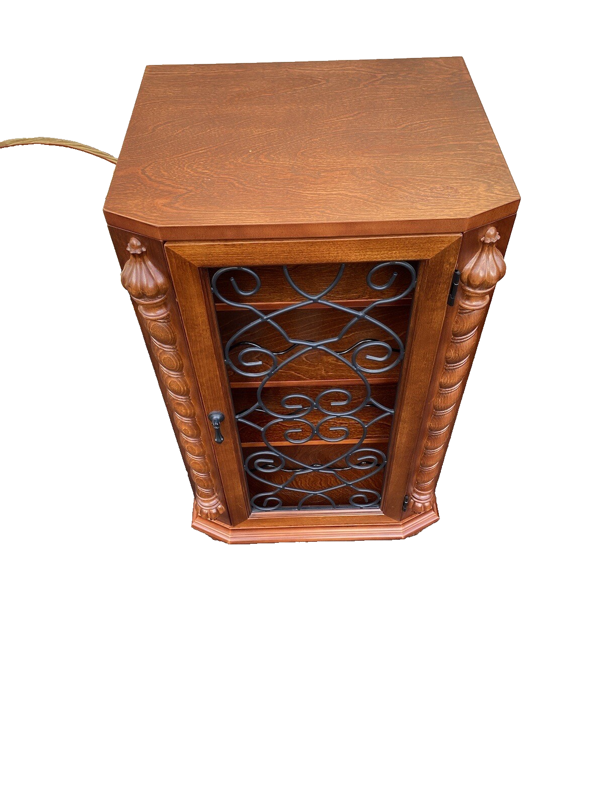 64917  Mahogany Nightstand End Table Stand Wine Rack