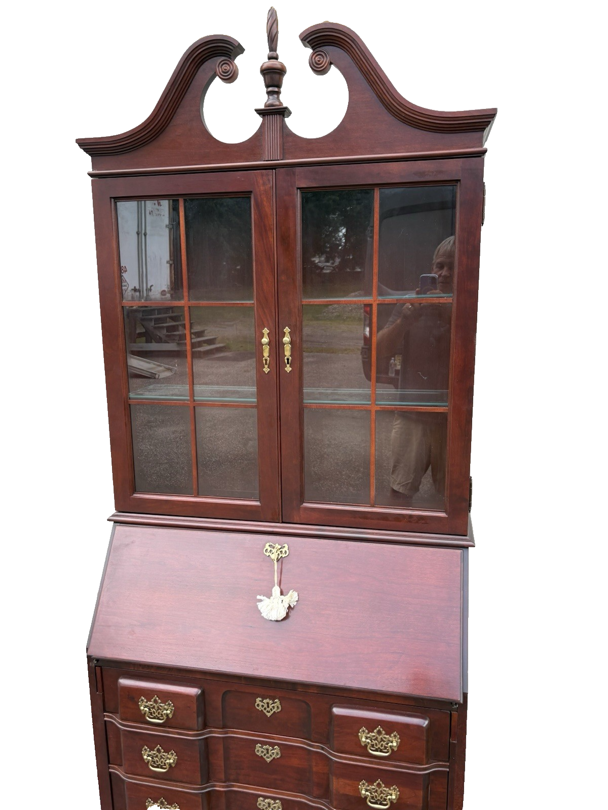 66938 Jasper Furniture Cherry Secretary Desk w/ Bookcase Top