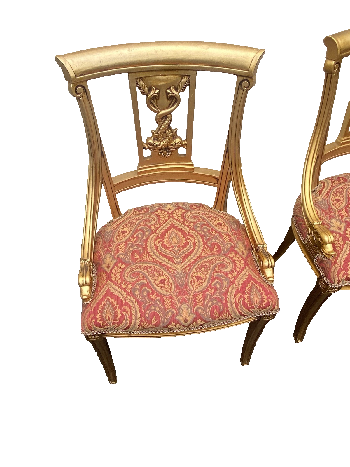 66455  Pair Custom Hand Made Decorator Chair s with Fish Figures.